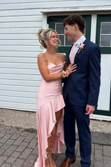 Straps Burgundy Satin Fitted Ruffle Long Party Dress