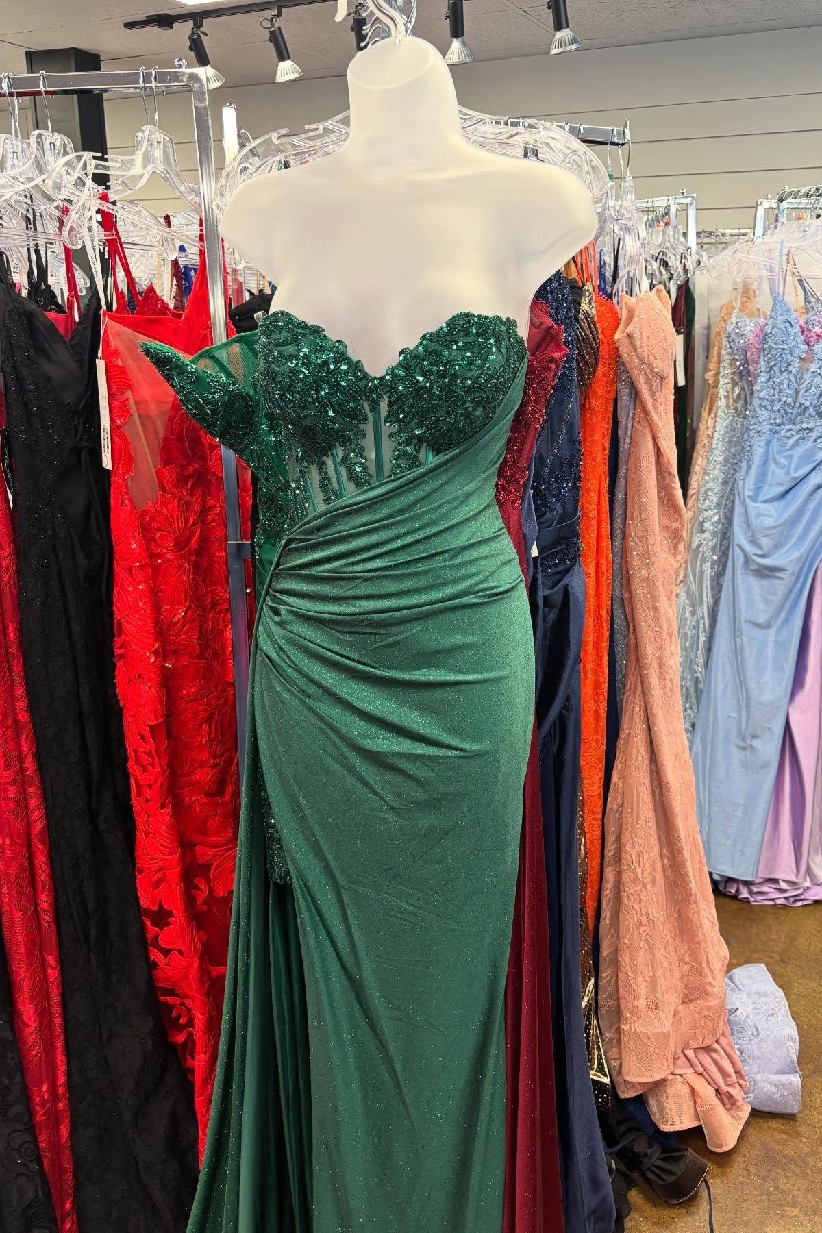 Navy Blue Sweetheart Fitted Prom Dress with Train