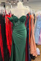 Navy Blue Sweetheart Fitted Prom Dress with Train