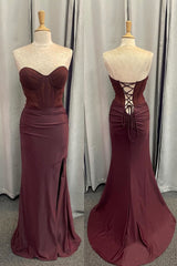 Burgundy Corset Mermaid Long Dress