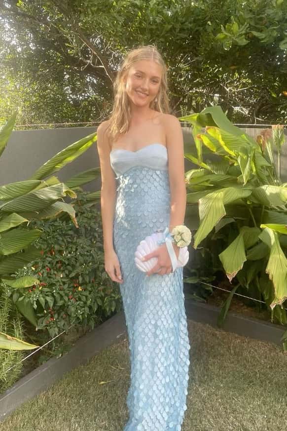 Strapless Blue Teardrop Fitted Party Dress