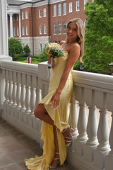 Yellow Cowl Neck Fitted Ruffle Dress