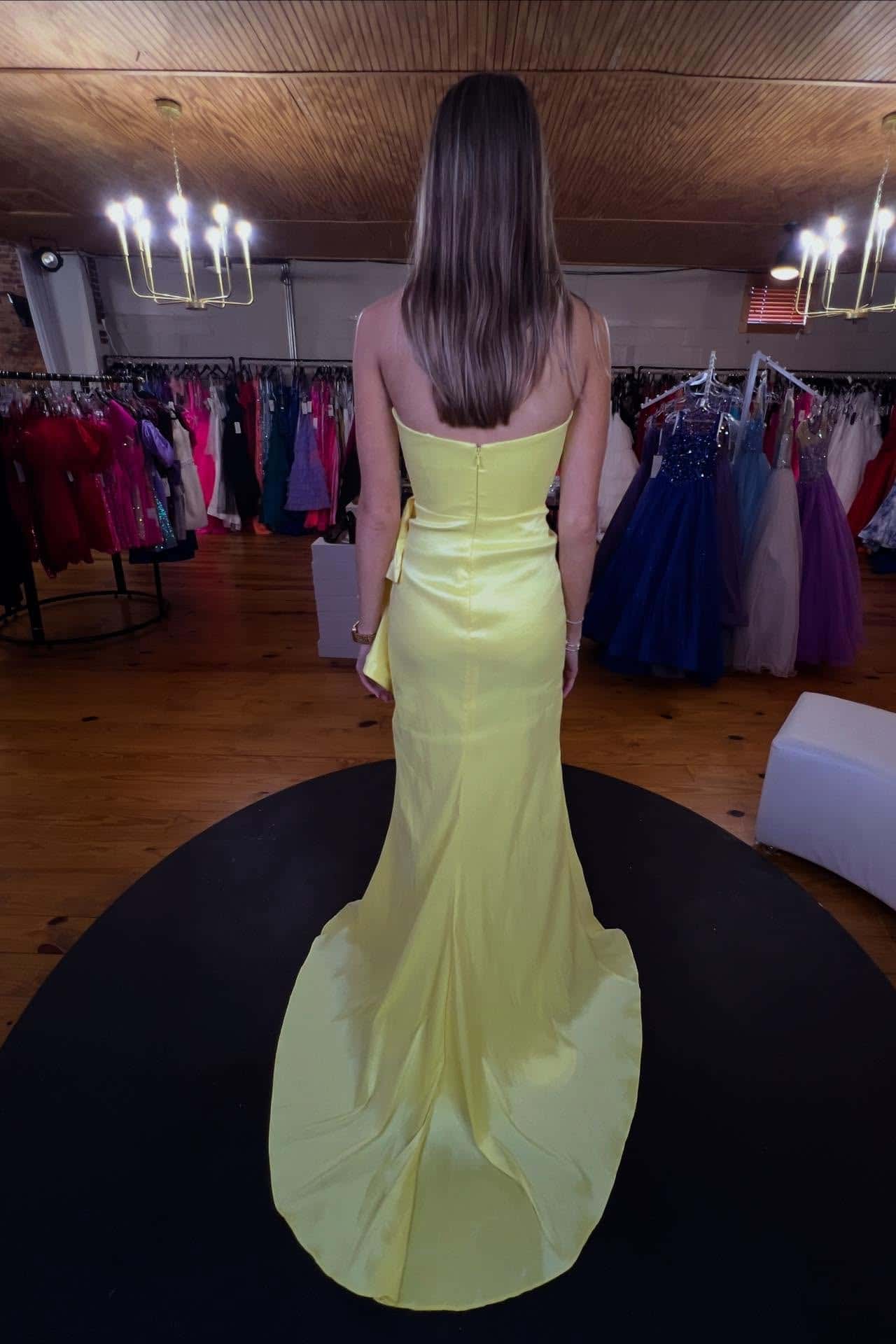 Pink Strapless Ruched Ruffle Dress