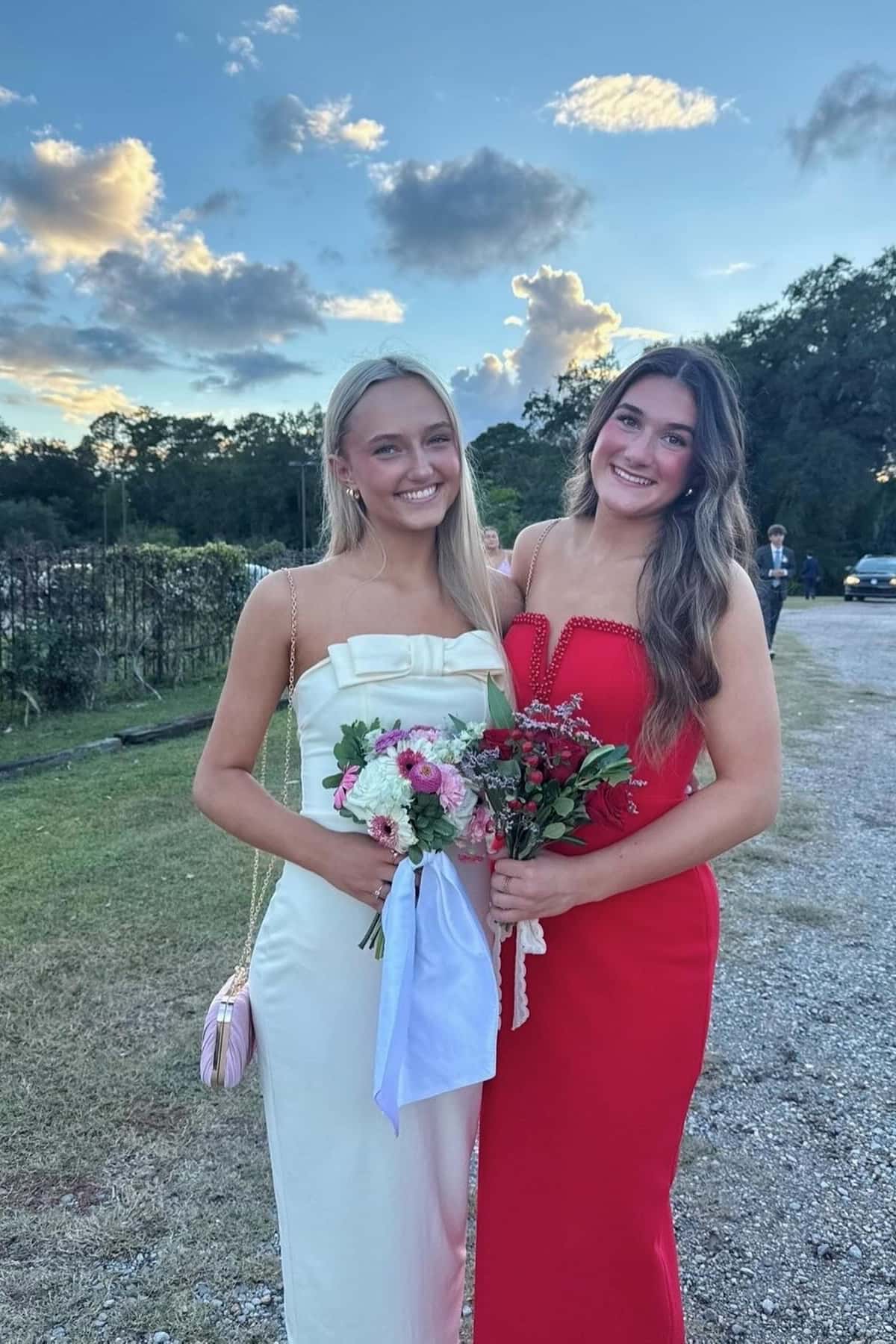 Light Yellow Bow Strapless Fitted Long Dress