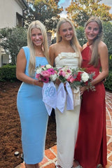 Light Yellow Bow Strapless Fitted Long Dress