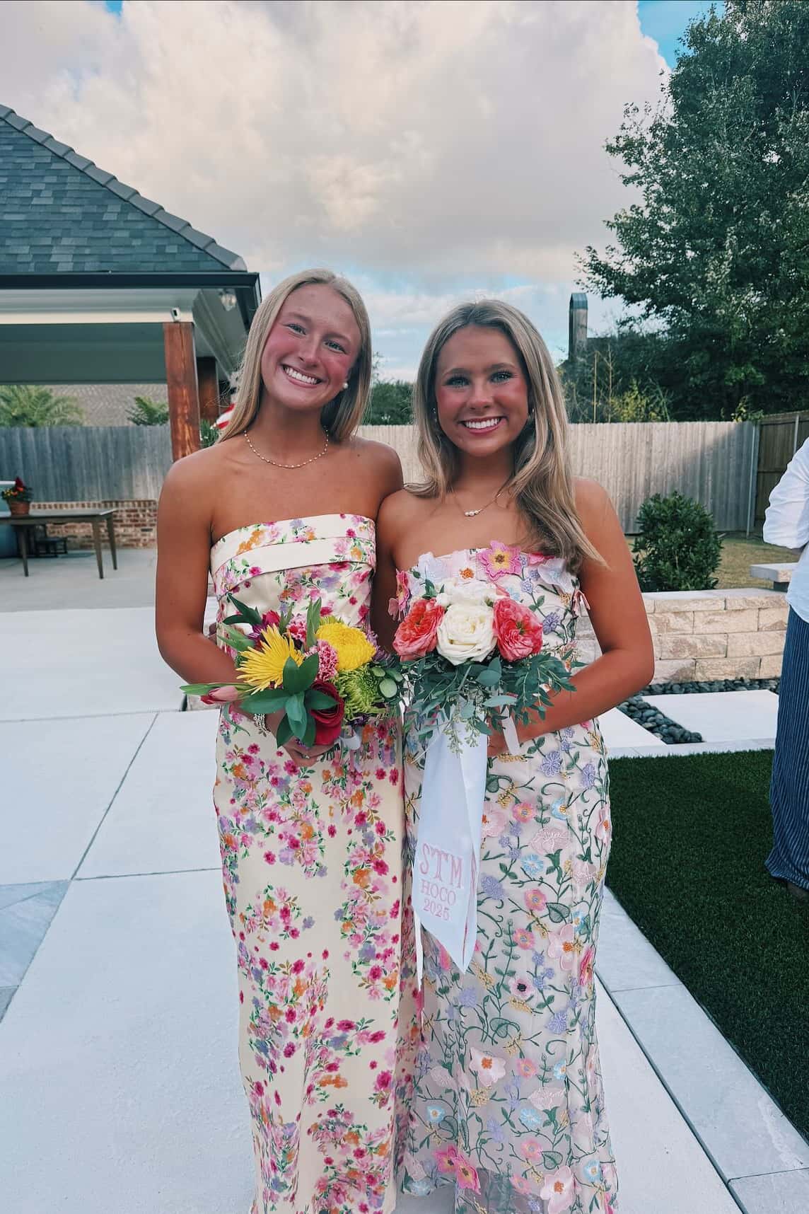 Strapless Floral Embroidery Fitted Long Dress