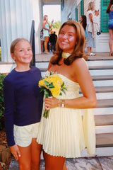 Yellow Strapless Taffeta A-Line Mini Dress