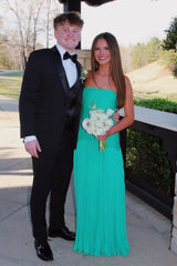 Green Strapless A-Line Maxi Dress