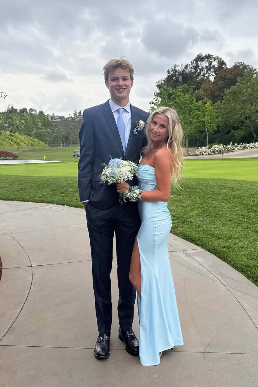 Strapless Twist Yellow Satin Long Prom Dress