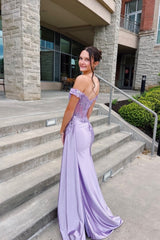 Green Off the Shoulder Appliques Draped Formal Dress