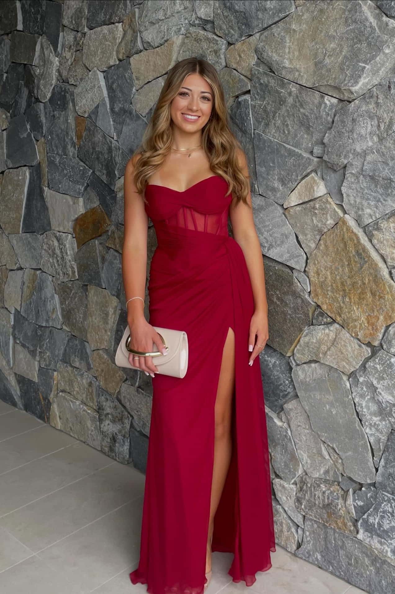 Sheer Corset Yellow Draped Long Formal Dress