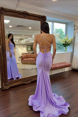 Ruched Lavender Mermaid Long Formal Dress