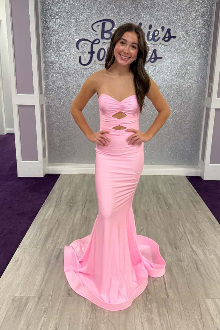 Keyholes Yellow Mermaid Long Formal Dress