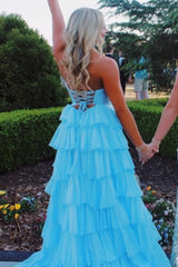 Pink Keyholes Ruched Ruffle A-line Prom Dress