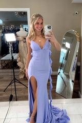 Red Straps Mermaid Long Prom Dress