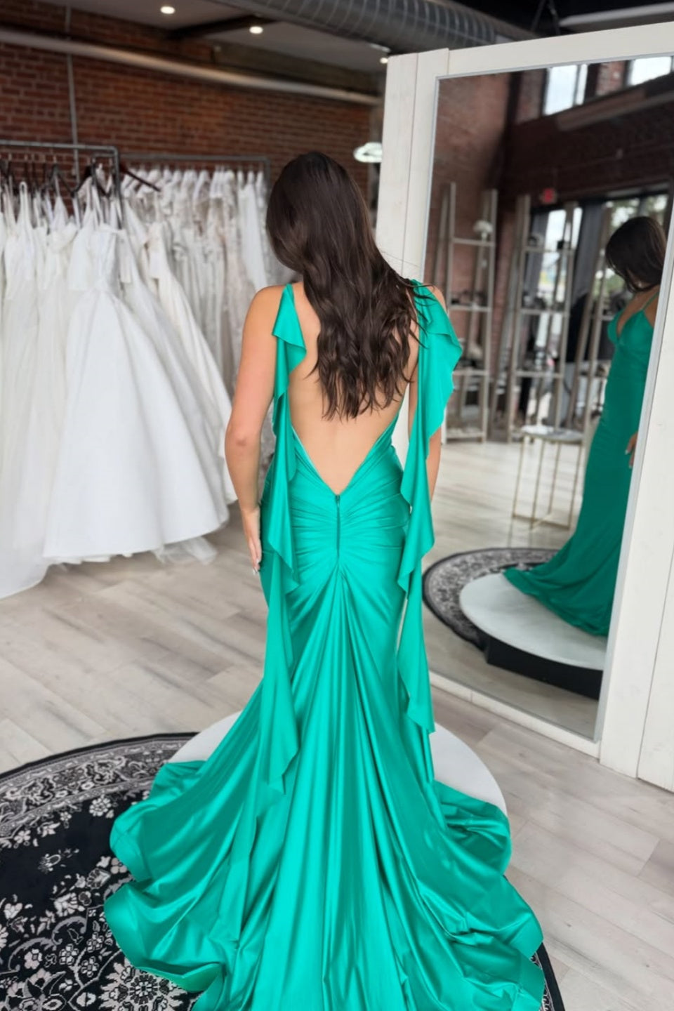 Red Straps Mermaid Long Prom Dress