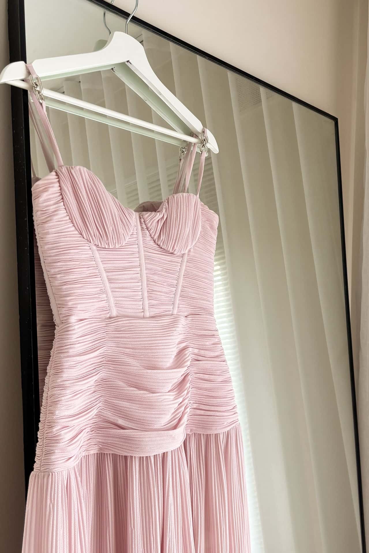 Apricot Pleated Corset A-line Long Formal Dress