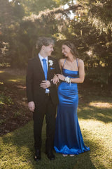 Yellow Satin Straps A-line Long Prom Dress