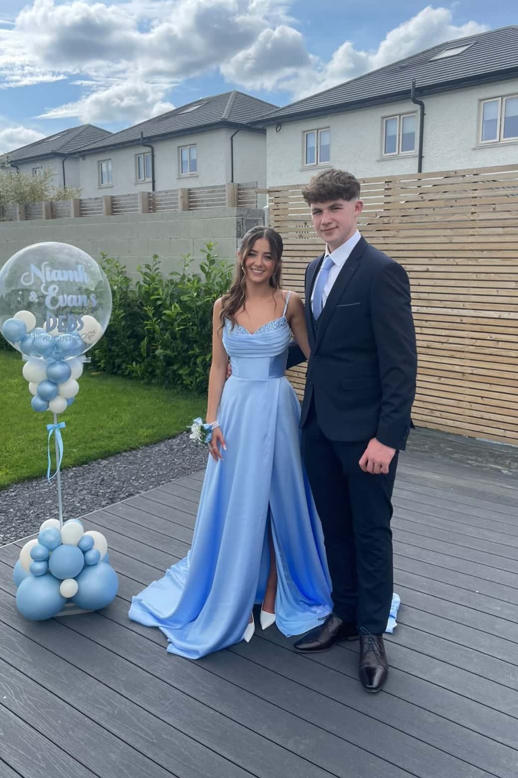 Straps Light Blue Satin A-line Long Prom Dress