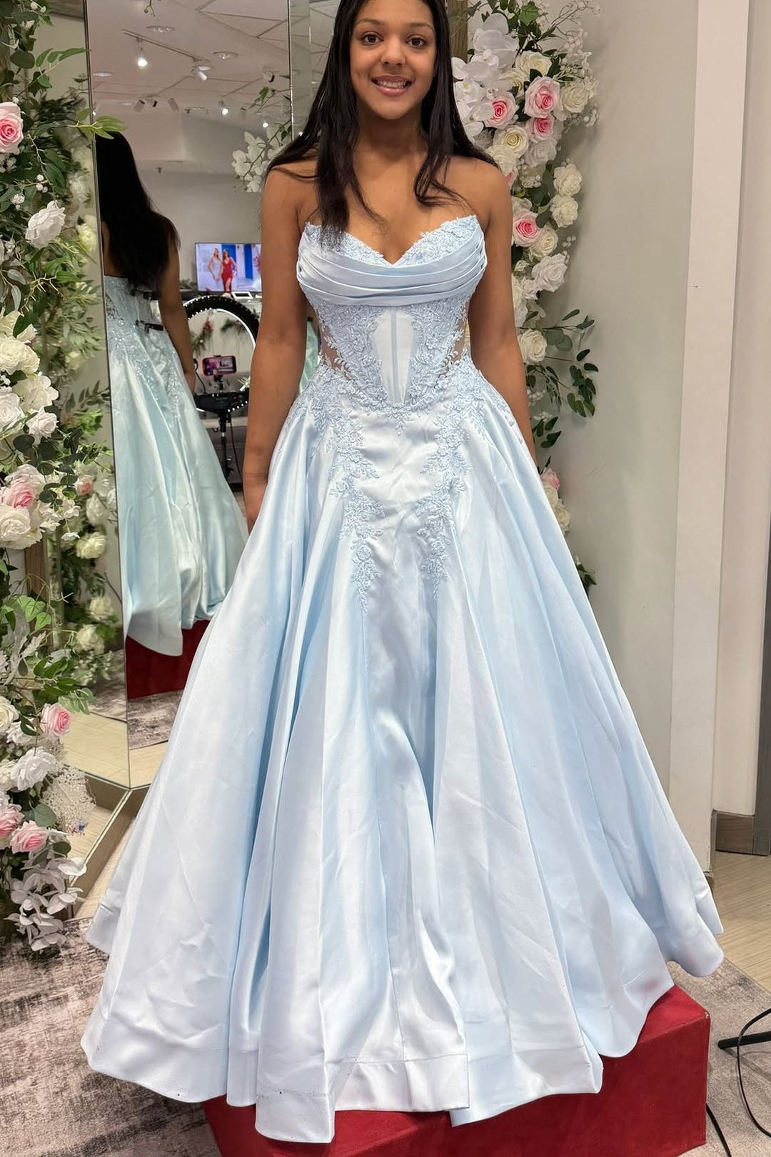 Light Blue Sweetheart A-Line Floor-Length Dress