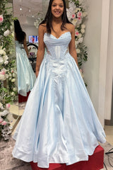 Light Blue Sweetheart A-Line Floor-Length Dress
