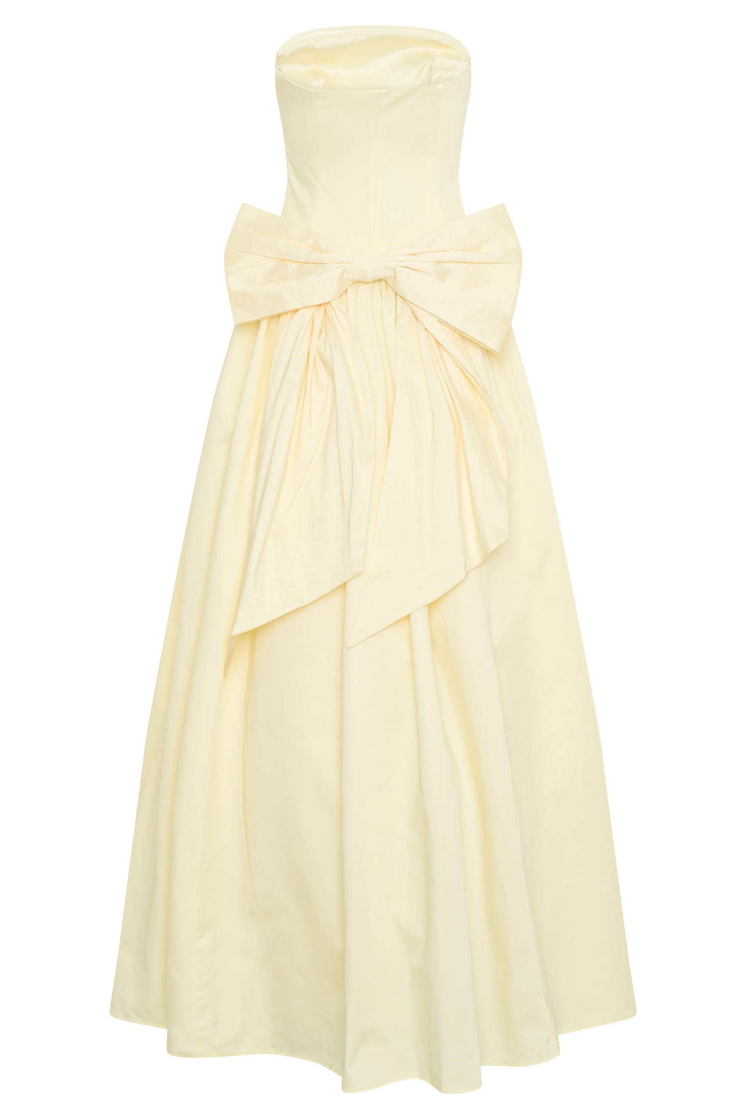 Yellow Strapless A-Line Maxi Dress with Bow