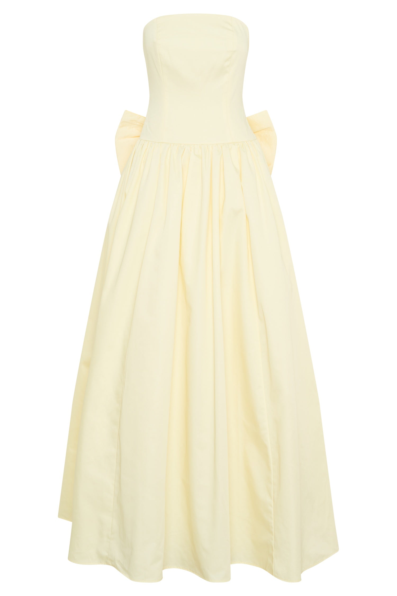 Yellow Strapless A-Line Maxi Dress with Bow