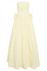 Yellow Strapless A-Line Maxi Dress with Bow