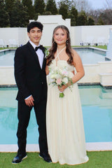 Yellow A-Line Straps Chiffon Maxi Dress