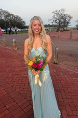 Light Blue Metallic Sweetheart A-Line Full-Length Dress