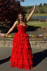 Strapless Appliques Ruffle A-line Prom Dress