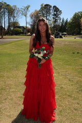 Strapless Appliques Ruffle A-line Prom Dress