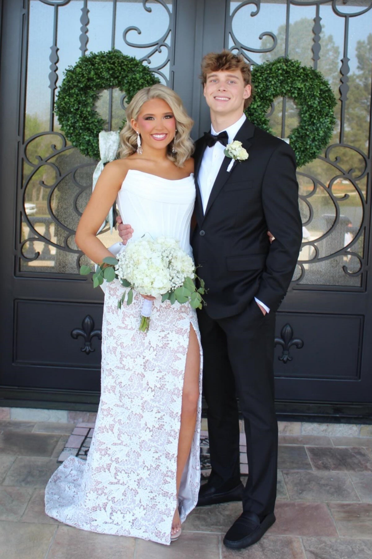 Blue Strapless Bow Fitted Gown