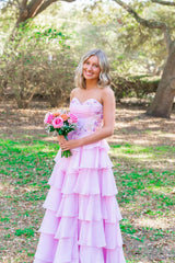 Baby Blue Floral Sweetheart A-Line Dress