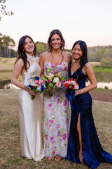 Straps Floral Lace Mermaid Long Prom Dress