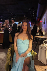 Blue Sweetheart Ruced Fitted Long Maxi Dress