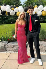 Beaded Red Corset Fitted Long Prom Dress