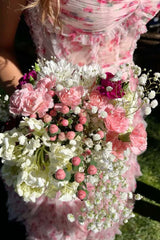 Floral Corset A-line Tulle Ruffle Prom Dress