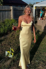 Straps Pink Satin Fitted Long Party Dress