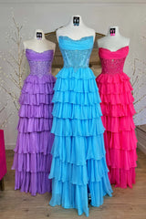 Strapless Appliques Ruffle A-line Prom Dress