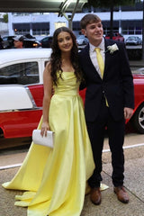 Sage Green Ruched Satin A-line Prom Gown