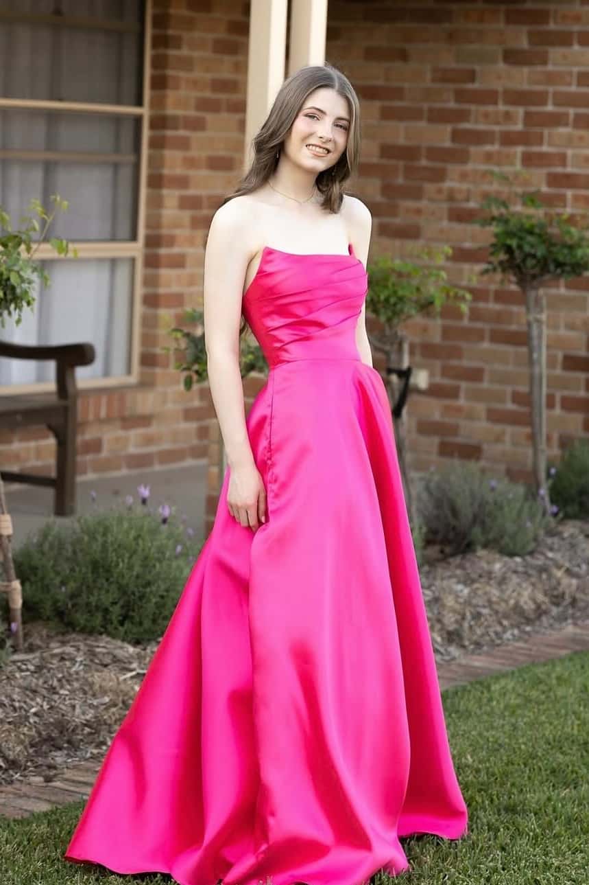 Sage Green Ruched Satin A-line Prom Gown
