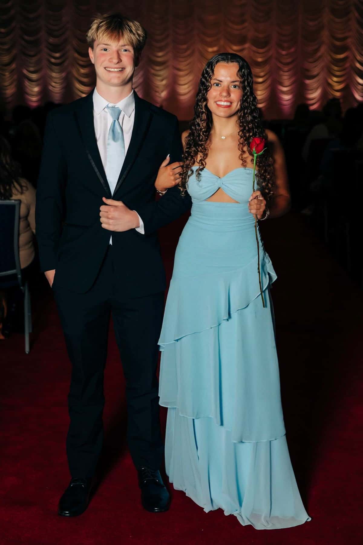 Blue Ruched Chiffon Tiered Long Maxi Dress