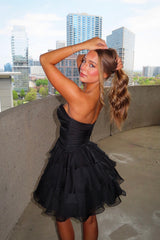 Black Corset Tiered Ruffle Mini Dress