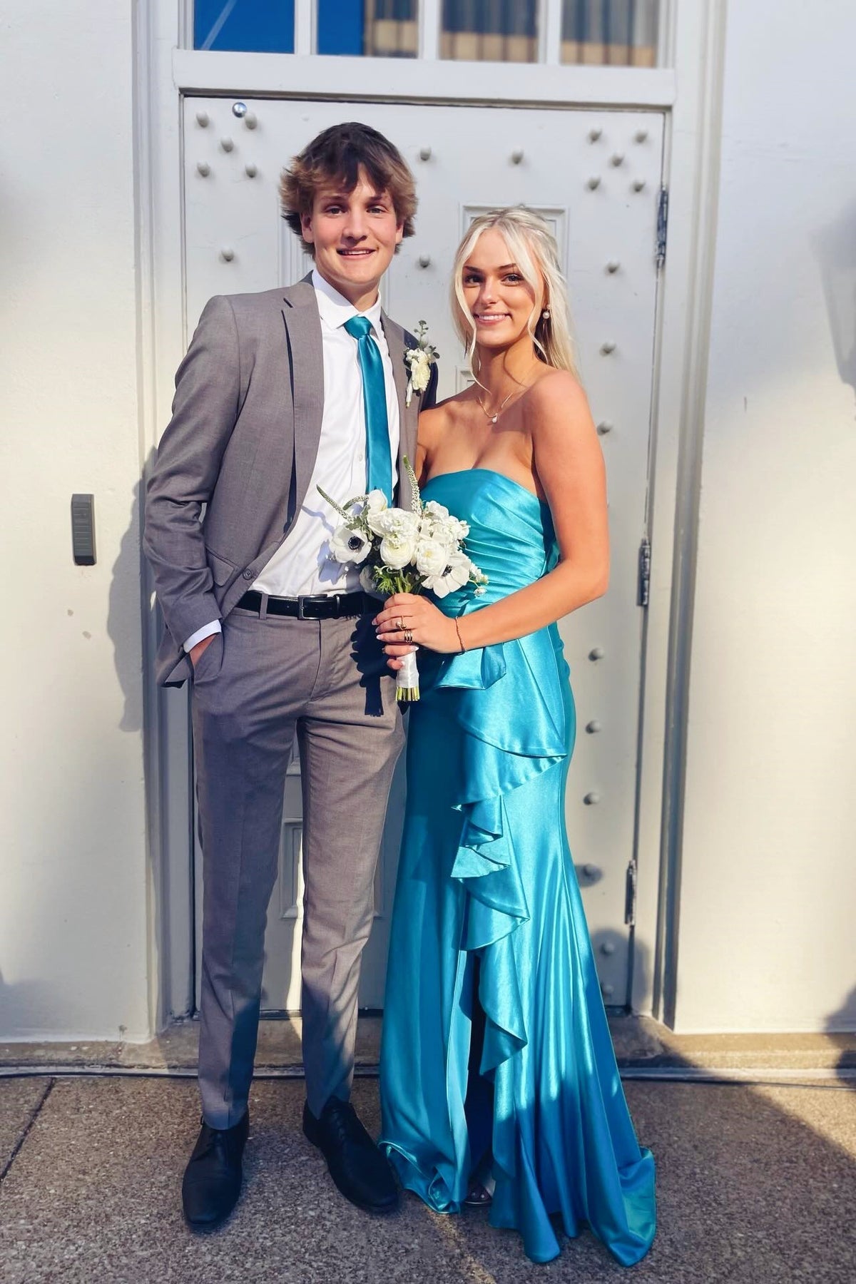 Yellow Strapless Mermaid Ruffle Formal Dress
