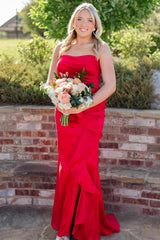 Yellow Strapless Mermaid Ruffle Formal Dress