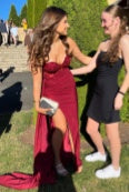 Navy Blue Sweetheart Fitted Prom Dress with Train