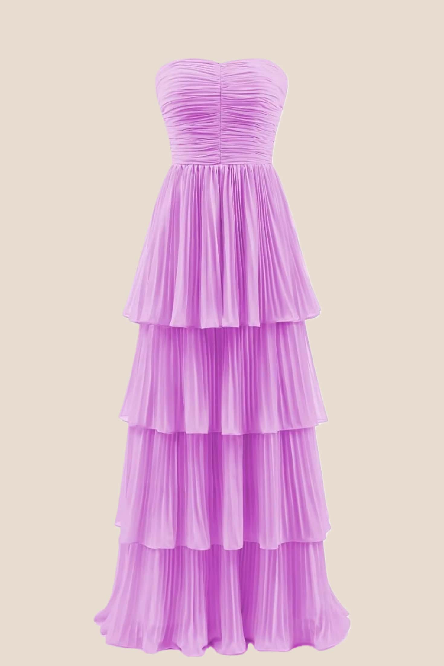 Hunter Green Strapless Layers A-line Long Prom Dress