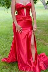 Blue Sweetheart Ruched Back Dress with Keyhole