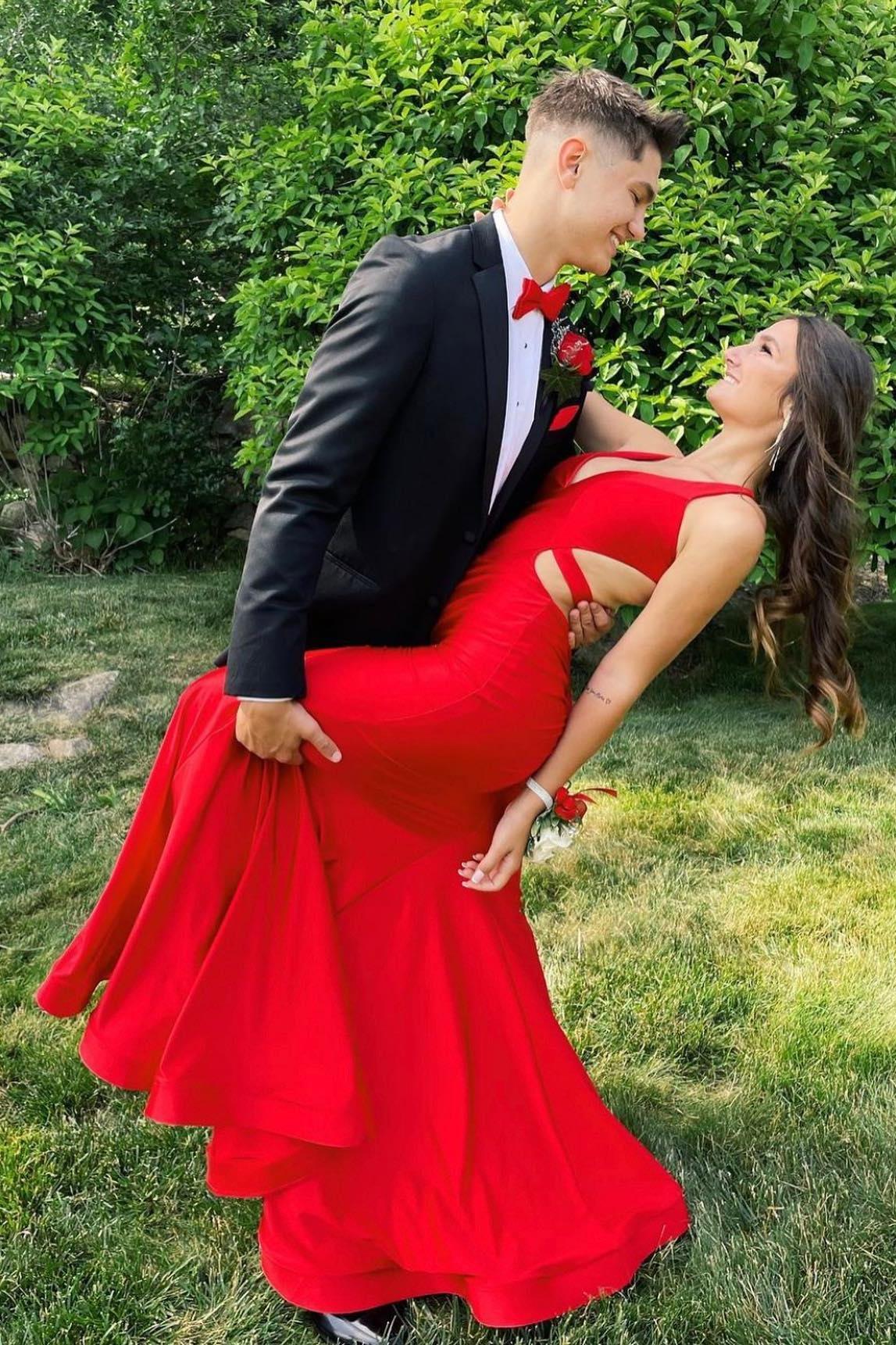 V Neck Lavender Mermaid Cross Back Formal Dress